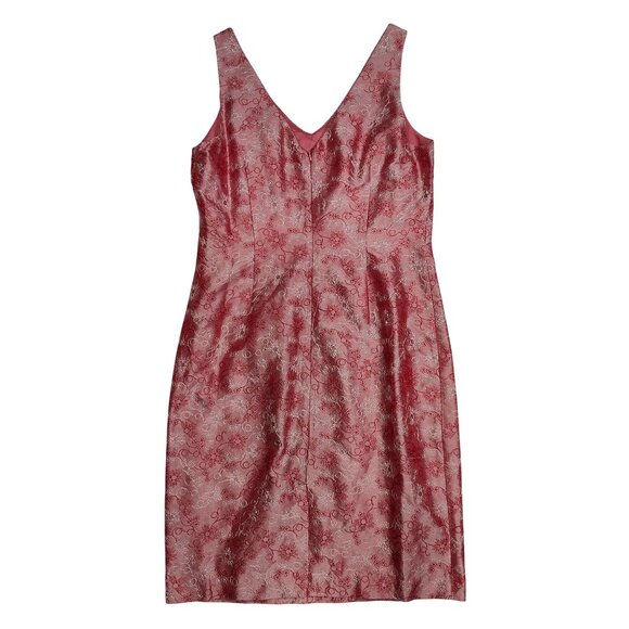 Donna Ricco Coral Floral 100% Silk Sleeveless Sheath Dress Size 8 - Picture 2 of 5